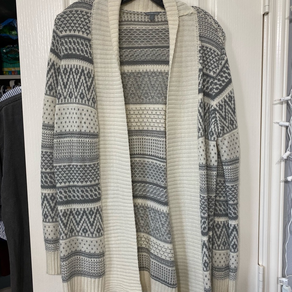 Tribal print long knit cardigan